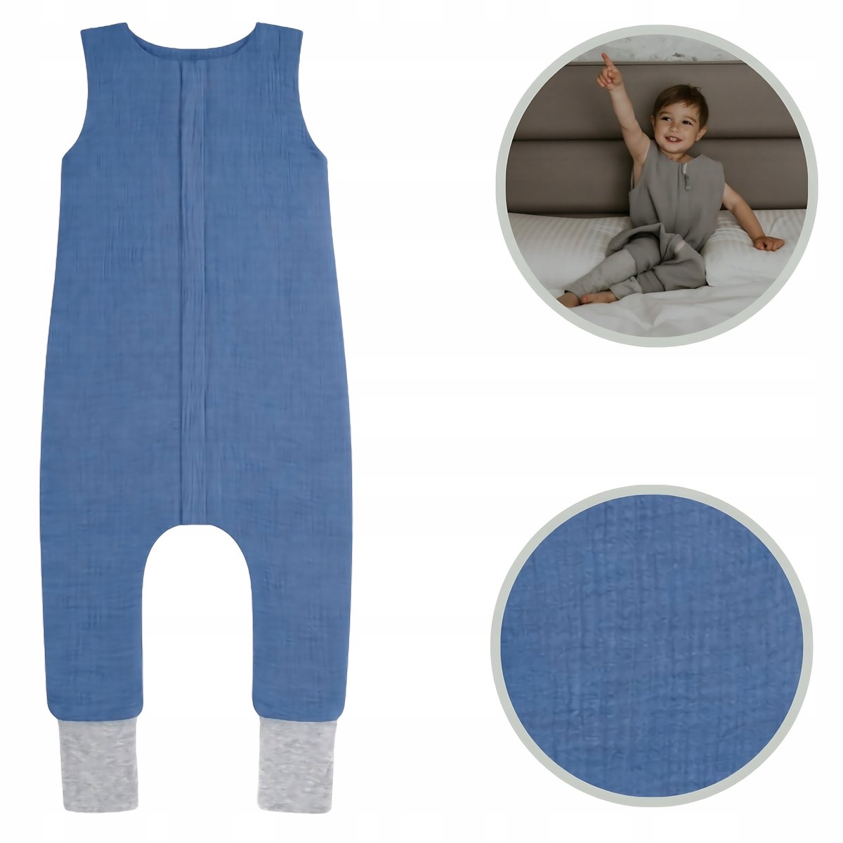 Sleepee Muslin Slaapzak met poten TOG 1.0 (1-2 jaar) Petrol