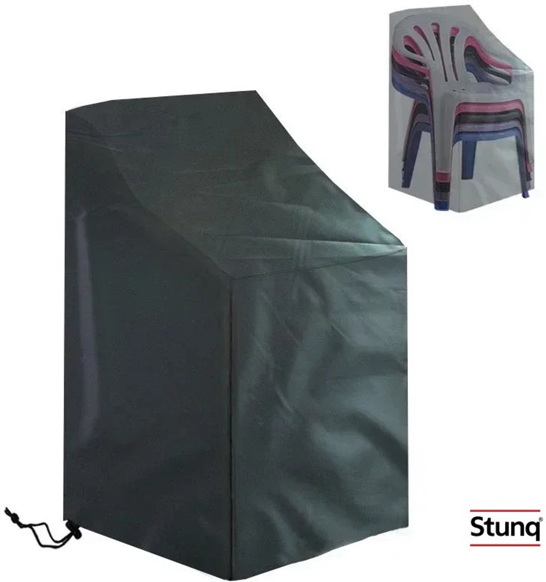 Stunq Waterdichte Tuinmeubelhoes voor Gestapelde Stoelen - 120x70x64 cm Zwart