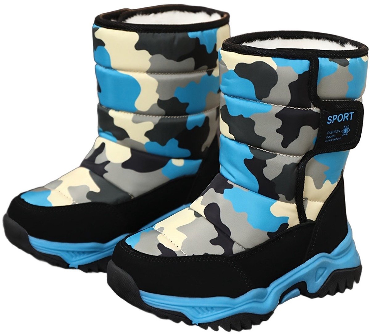 Currero Snowboots Meisjes Sneeuwlaarzen Kinderen Winterlaarzen Meisjes Gevoerde Winterschoenen Waterdicht Antislip Zool Warm Gevoerd Kinderlaarzen Hemelsblauw