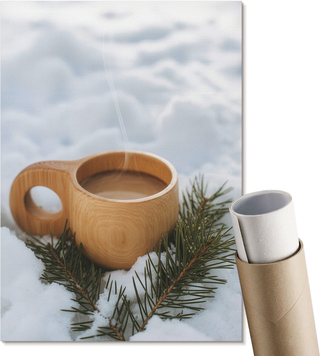 Coloray Polycanvas Wandposter - Wintermok, Fotografie - A4 - Wit Kunst - Rechthoek - Muurkunst - Woonkamer, Slaapkamer, Kantoor - Klassiek