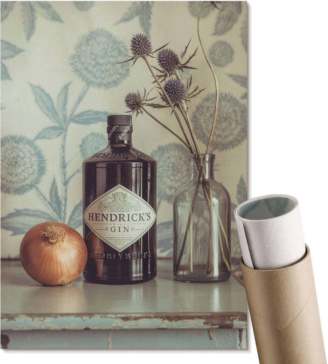 Coloray Polycanvas Wandposter - Vintage Gin, Fotografie - A4 - Beige Decoratie - Rechthoek - Interieurdecoratie - Woonkamer, Slaapkamer, Kantoor - Vintage