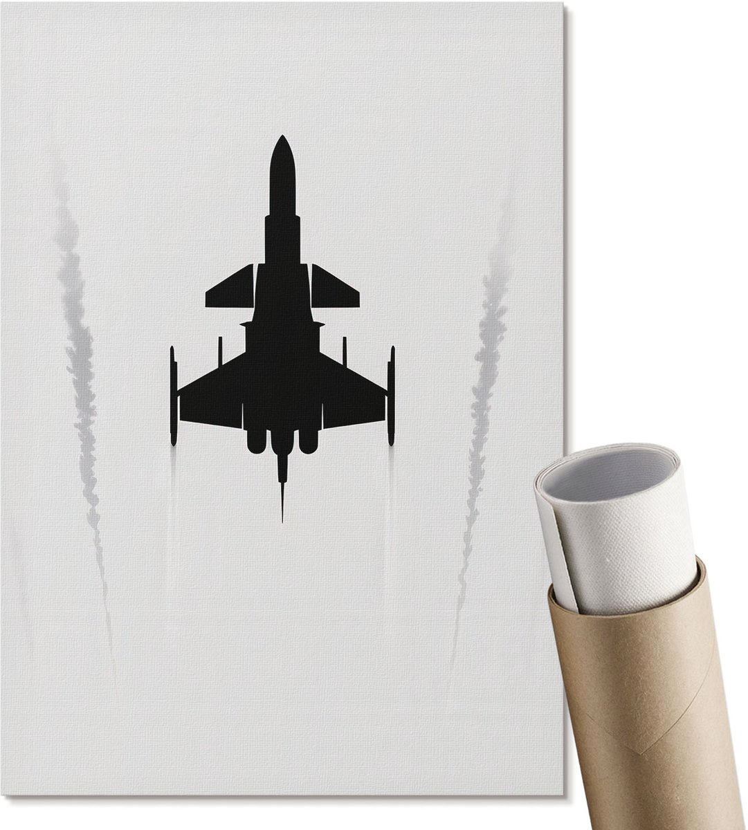 Coloray Polycanvas Wandposter - Een Vliegtuig In De Lucht, Illustratie - A4 - Wit Wandposter - Rechthoek - Muurkunst - Woonkamer, Slaapkamer, Kantoor - Minimalist