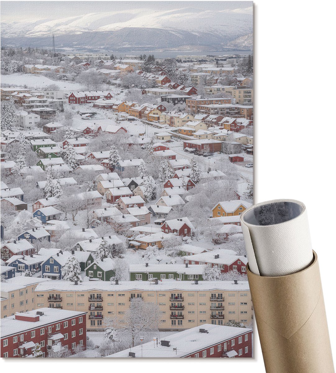 Coloray Polycanvas Wandposter - Winterlandschap, Fotografie - A4 - Wit Design - Rechthoek - Wandkunstwerk - Woonkamer, Slaapkamer, Kantoor - Klassiek
