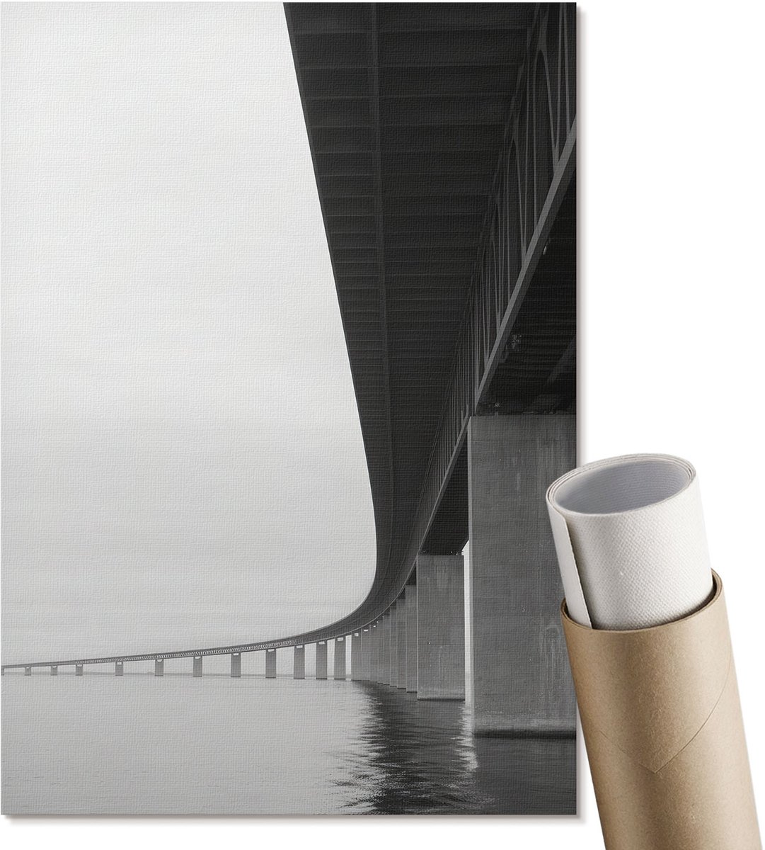 Coloray Polycanvas Wandposter - Brug En Water, Fotografie - A4 - Grijs Illustratie - Rechthoek - Interieurdecoratie - Woonkamer, Slaapkamer, Kantoor - Modern