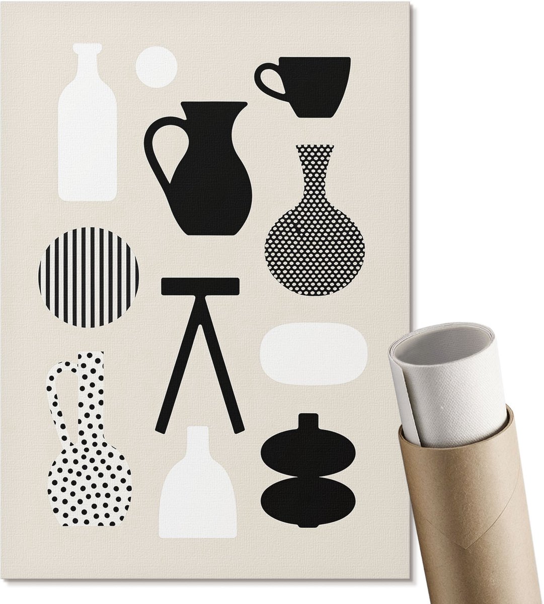 Coloray Polycanvas Poster - Geometrische Patronen, Illustratie - A4 - Beige Illustratie - Rechthoek - Wandkunst - Woonkamer, Slaapkamer, Kantoor - Modern