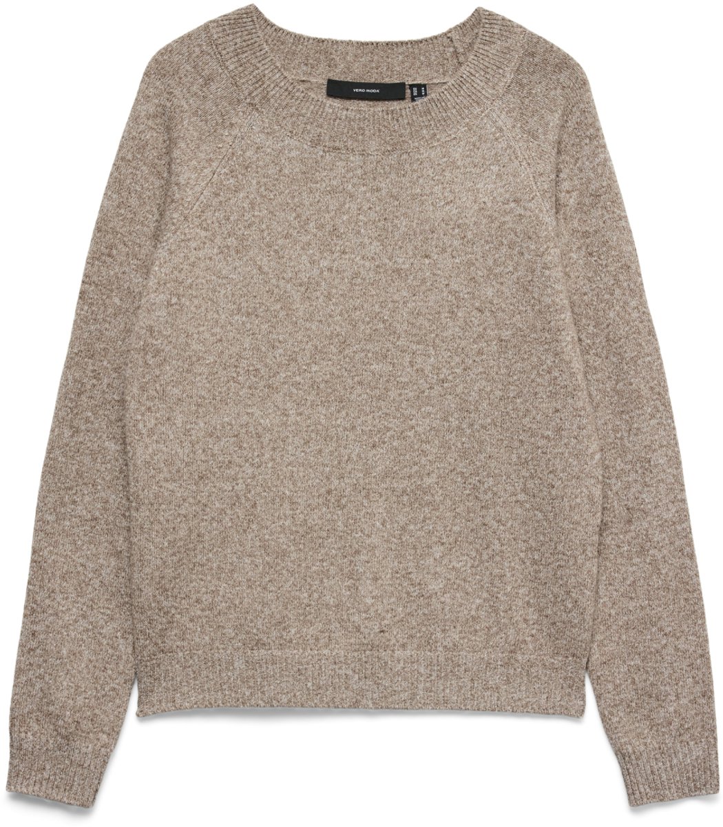 Vero Moda Trui Vmdoffy Ls O-neck Blouse Ga Noos 10201022 Cocoa Brown/w. White Melange Dames Maat - XS