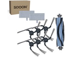SQOON® vervangingsset geschikt voor Eufy C10 robotstofzuiger - 9-delige onderhoudskit met HEPA-filters, zijborstels en borstelrol