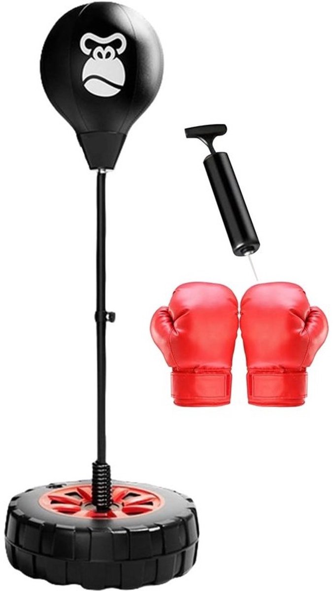 Bokszak met standaard - Boks set - Thuis sporten - In hoogte verstelbaar - 27 tot 47 inch - Zwart