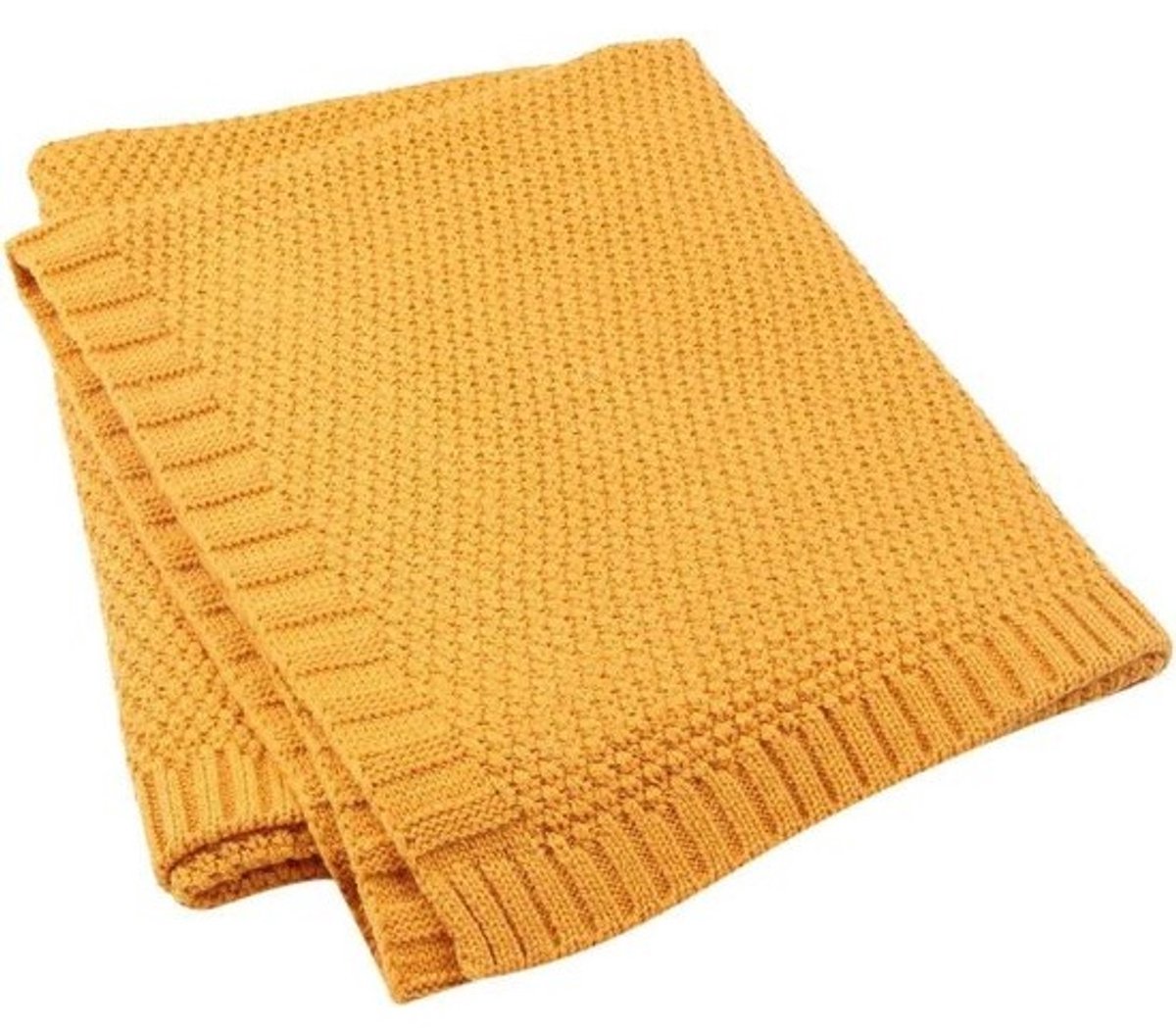 Baby Deken - Inbakerdoek Ontvangstdeken - Baby Comfort - Gebreid Acryl - 100x80 cm - Geel