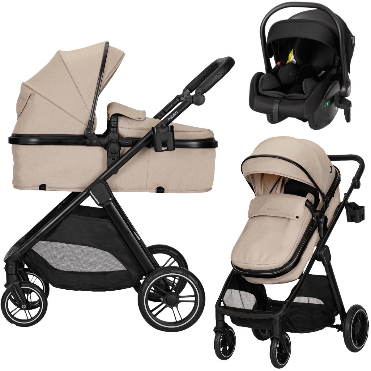 Lorelli Aspen Cappuccino 3-in-1 Combi Kinderwagen incl. i-Size Autostoel
