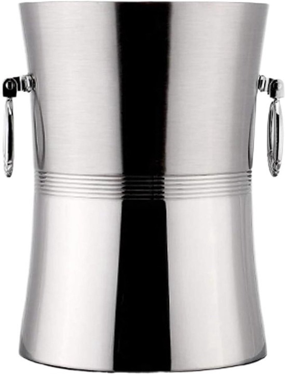Geïsoleerde IJsemmer - Dubbelwandige Champagnekoeler - Dranken Koel Houden - Dubbelwandige Isolatie - 3 Liter - Zilverkleurig