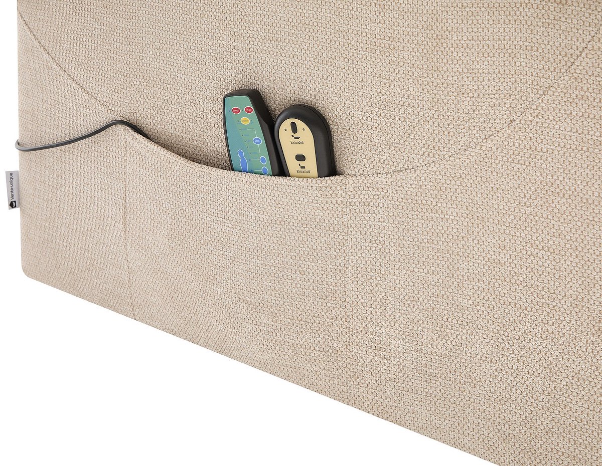 Vente-unique Massagefauteuil met elektrische opstahulp in getextureerde stof - Beige - FLUNEL