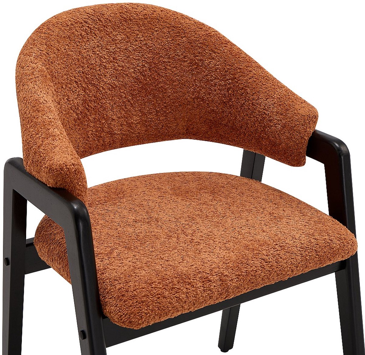 Vente-unique Set van 2 stoelen met armleuningen in boucléstof en zwart rubberhout - Terracotta - SOLUNA