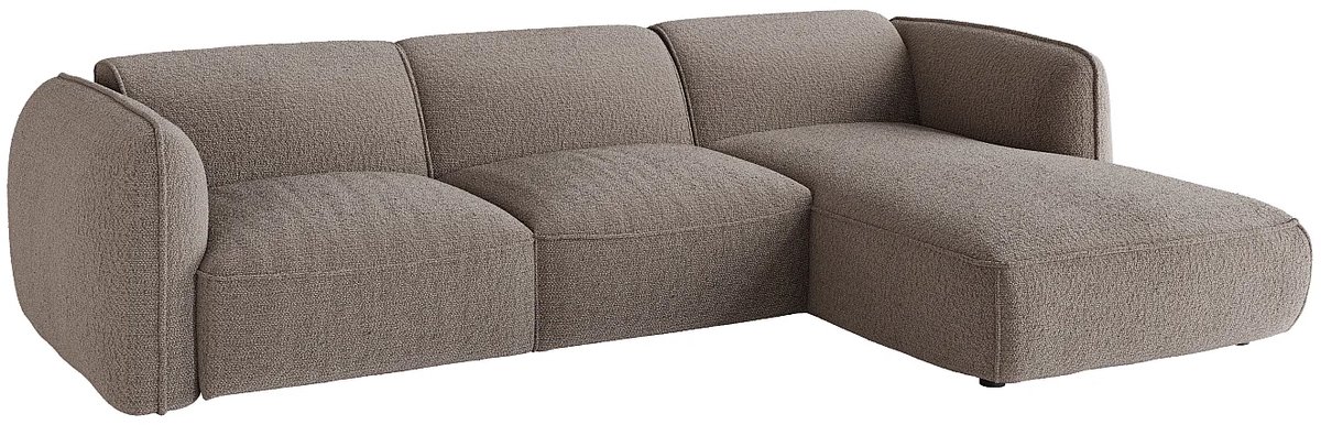 Vente-unique Modulaire hoekbank rechts in taupe chenillestof van Maison Céphy CAMILIO
