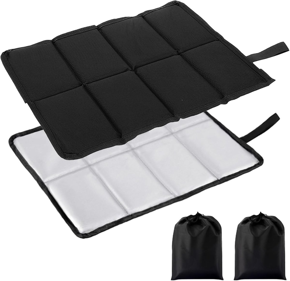 Set van 2 Vouwbare Buiten Kussens met 2 Opbergcompartimenten voor Stoelen - Isolerende, Draagbare Kussens voor Camping, Picknick en Tuingebruik