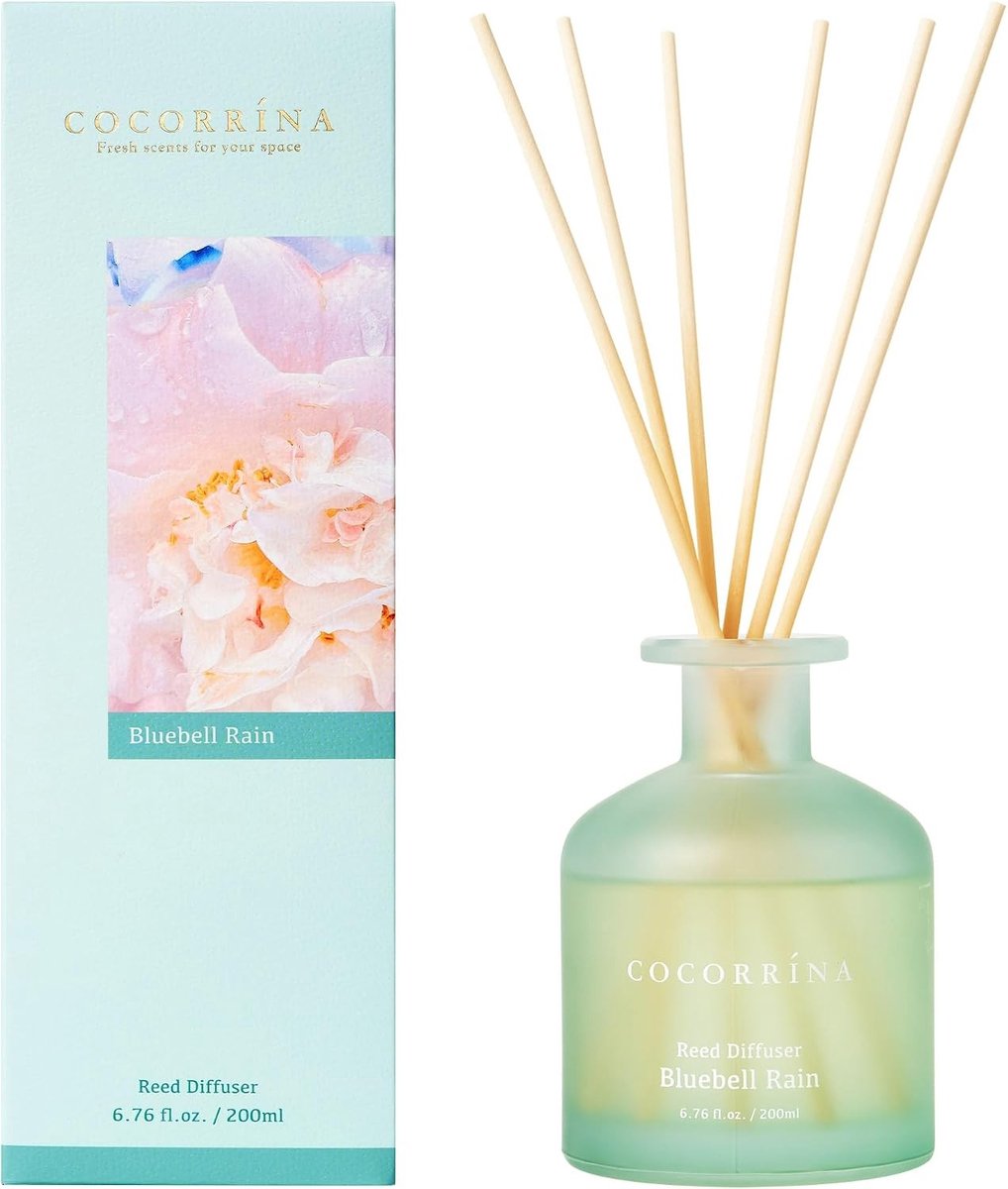 Luchtverfrisser met Geursticks 200ml - Bluebell Rain, Duurzaam voor Slaapkamer, Badkamer en Aromatherapie Decoratie