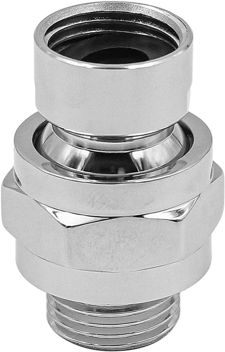 Verstelbare Douchekop Connector met Draaibare Bal, Douchearm Verlenging en Verbindingsadapter in Zilver