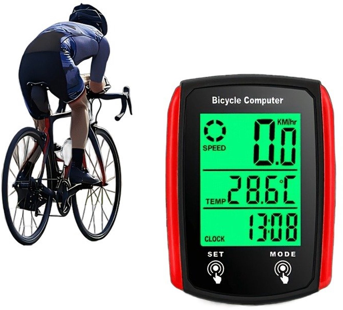 Currero Fatbike Scherm - LCD Display - Schermpje - E-Bike Accessoires - Elektrische Fiets - Dashboard - Snelheidsmeter - Kinderen & Volwassenen - Rood