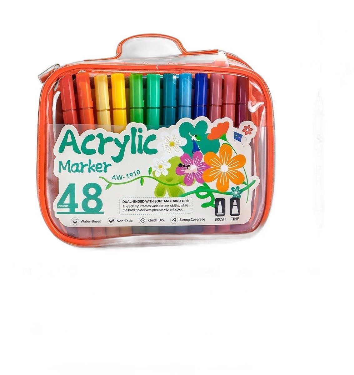 Currero Aquamarkers - Twinmarkers - Brushpennen - Stiften - Markeerstiften Op Waterbasis - Dual Tip - Tekenen En Kleuren - 48 Kleuren