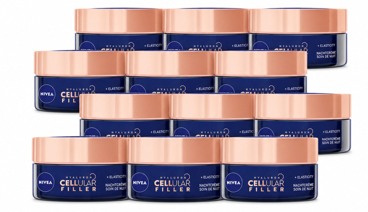12 x NIVEA - Nachtcrème - CELLular Expert Lift Anti-Veroudering - Voor alle huidtypes - Met Bakuchiol & Hyaluronzuur - Verhoogt collageen & anti-rimpel - 50 ml - Voordeelverpakking - 12 stuks
