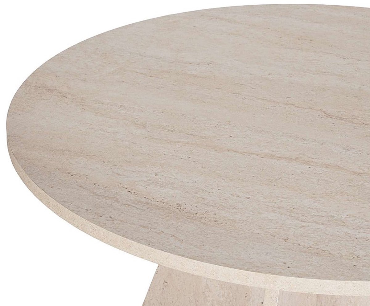 Vente-unique Ronde eettafel voor 4 personen - Beige travertijn effect - ALVEKO