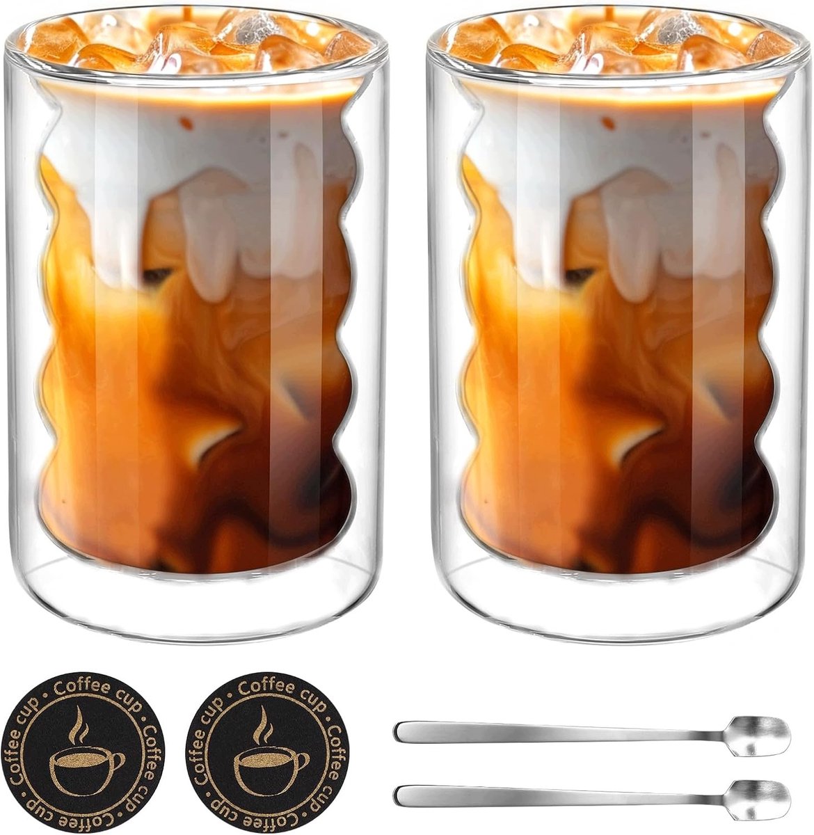 Set van 2 Latte Macchiato Glazen 350ml - Dubbelwandig Thermisch