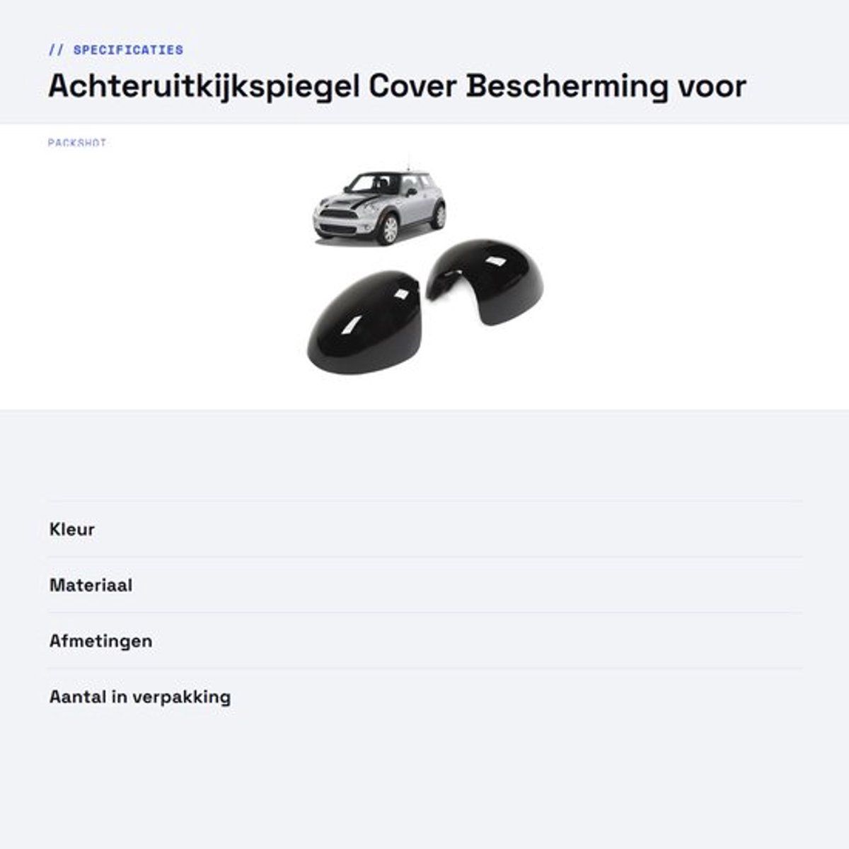 Dailygoody - Achteruitkijkspiegel Cover - Bescherming voor Mini R55 R56 R57 R58 R59