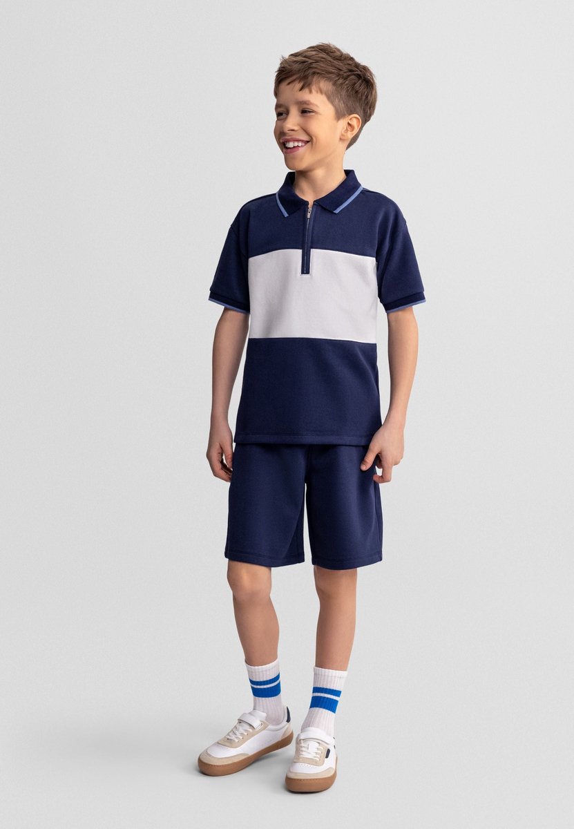 Minoti kleding set jongens piqué polo met short - katoen - donkerblauw