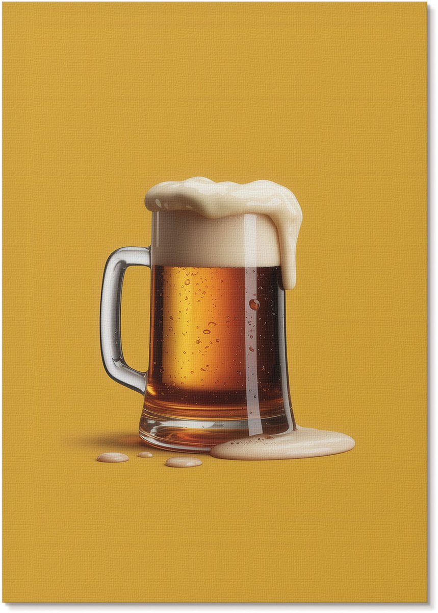 Tulup Polycanvas Poster - Een Mok Bier, Fotografie - A4 - Geel Motief - Rechthoek - Decoratieve poster - Woonkamer, Slaapkamer, Kantoor - Modern