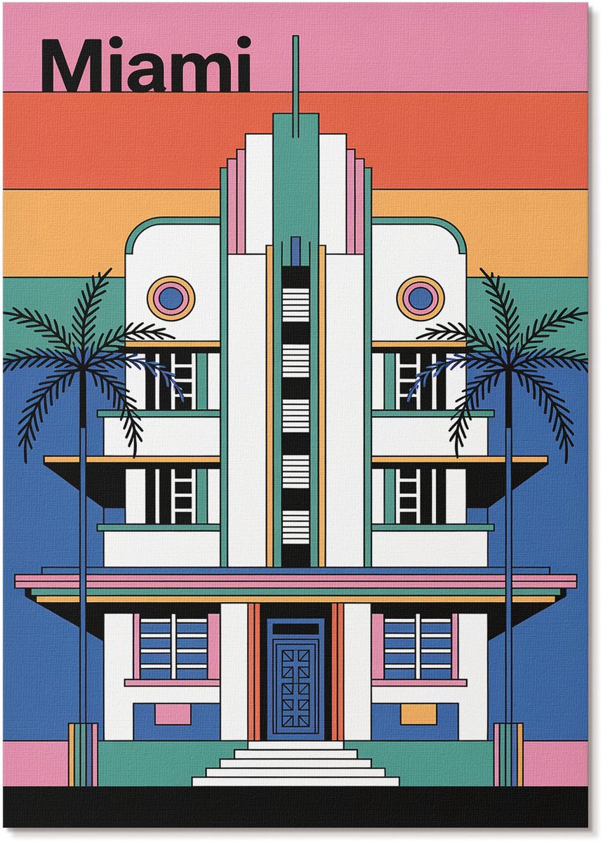 Tulup Polycanvas Poster - Tropische Palmbomen, Fotografie - A3 - Groen Wanddecoratie - Rechthoek - Kunstposter - Woonkamer, Slaapkamer, Kantoor - Klassiek
