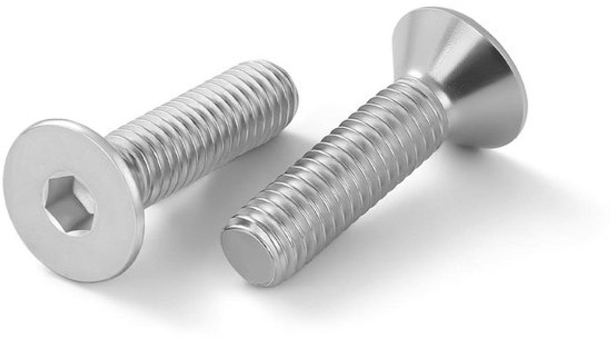 Platte Kopschroeven - Machinebouten DIN 7991 - Bevestigen van onderdelen - Roestvrij staal A2-70 - 1/4-20 x 3/4 inch - Zilverkleurig