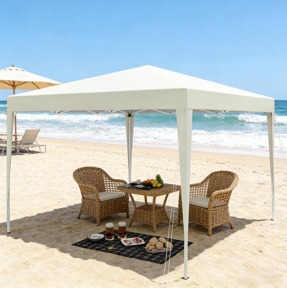 Wishdor Partytent - Hoogte verstelbaar - Opvouwbaar met draagtas - Paviljoen voor tuin terras balkon camping festival - Oxford stof ijzer - Lichtgeel - 300 x 300 x 260 cm