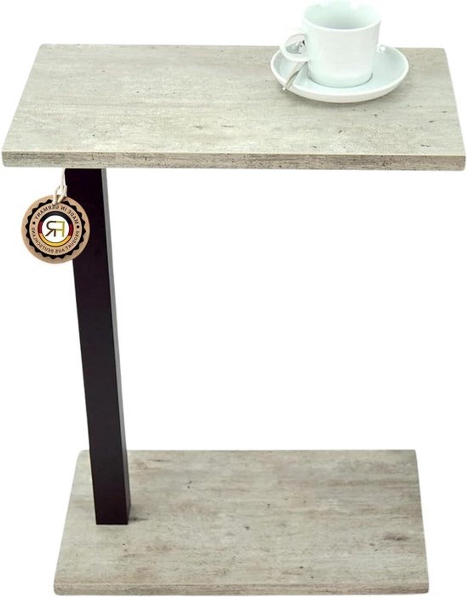 Bijzettafel Betonlook - Laptoptafel Nachtkastje - Meubels Plaatsen - Metalen Frame - 45 x 25 x 70 cm - Beton