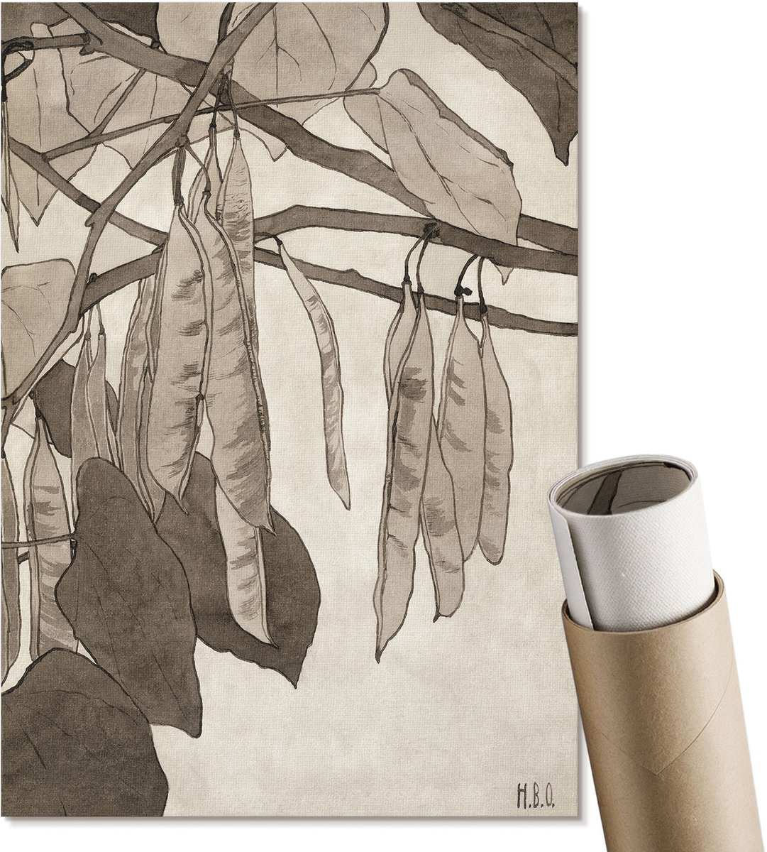 Coloray Canvas Poster Polycanvas - Frans Café, Illustratie - A3 - Beige Patroon - Rechthoek - Kunstposter - Woonkamer, Slaapkamer, Kantoor - Kinder