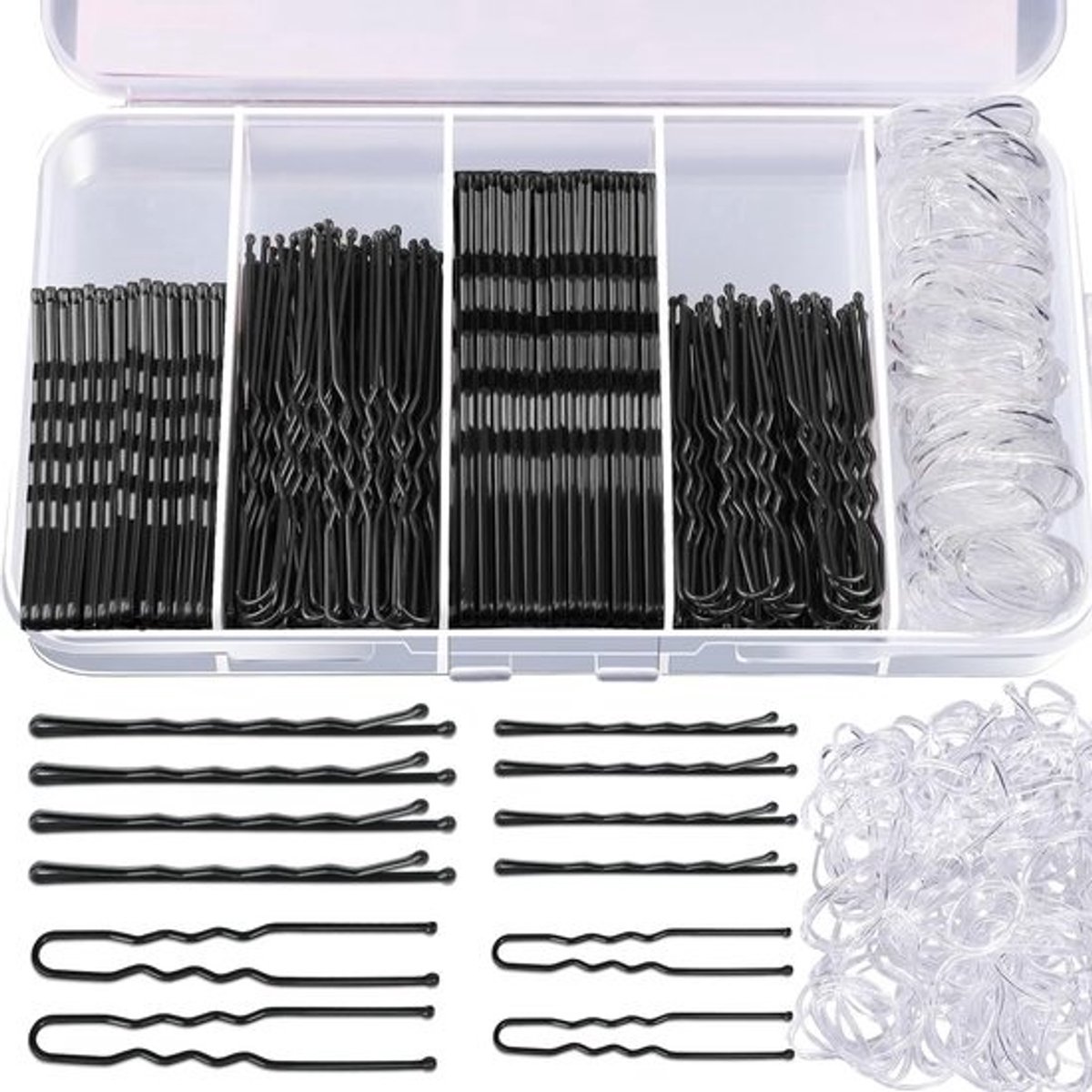 Haarspelden Set - Bobby Pins Kit - Kapsels Maken - 3 Stijlen Inclusief - 2 & 2.75 Inch - Zwart Transparant