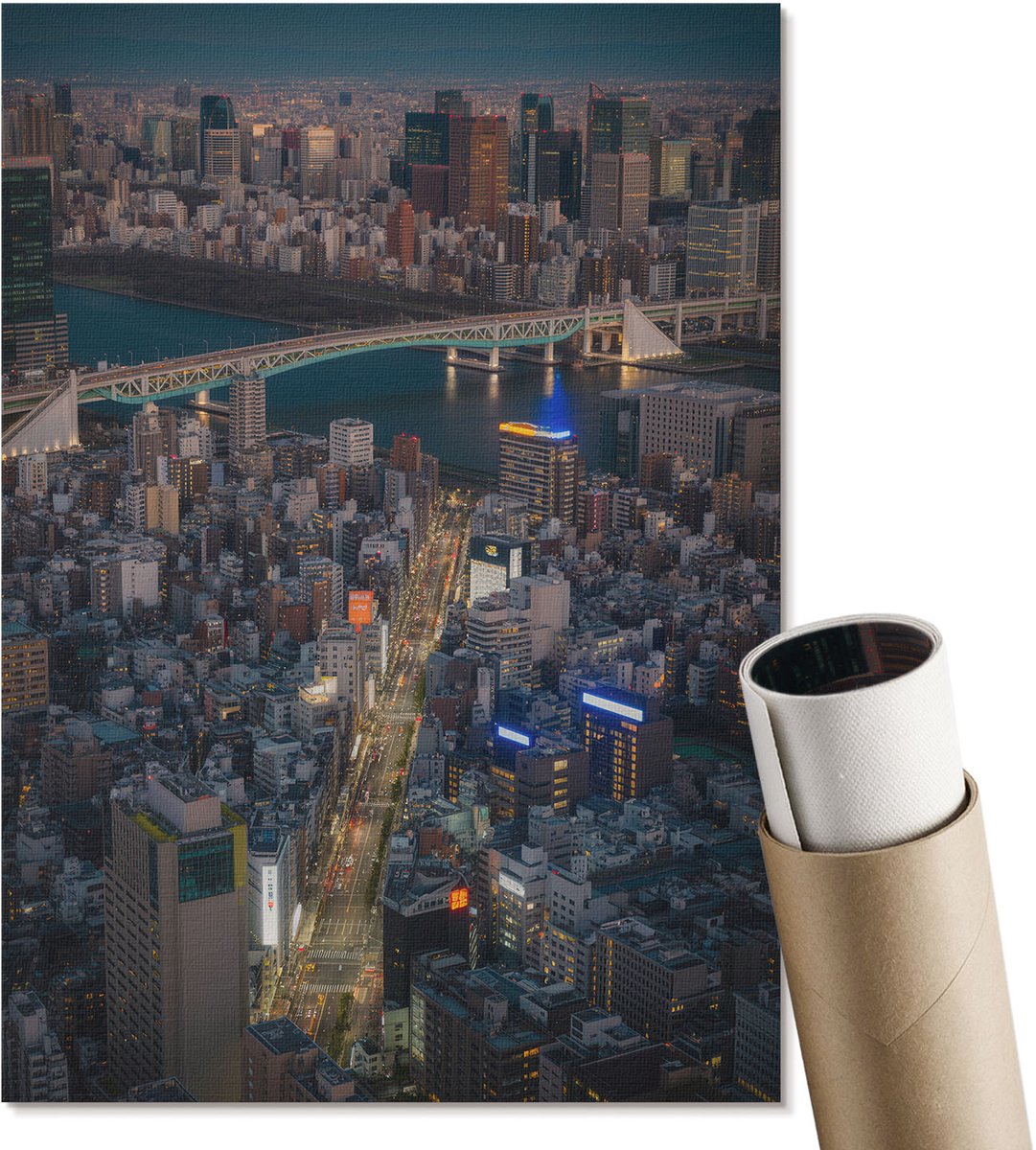 Coloray Polycanvas Wandposter - Weglandschap, Fotografie - A2 - Blauw Patroon - Rechthoek - Muurkunst - Woonkamer, Slaapkamer, Kantoor - Modern