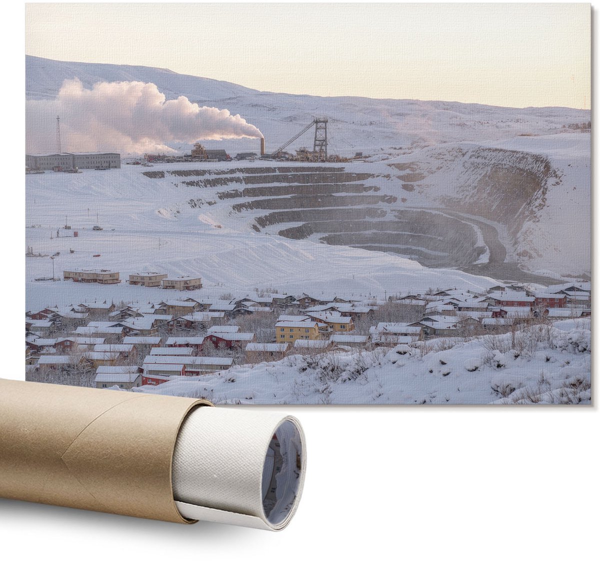 Coloray Polycanvas Wandposter – Winterpanorama, Wit – A1 – Zwart-Wit Wanddecoratie – Rechthoek – Canvas Wandposter – Slaapkamer – Klassiek