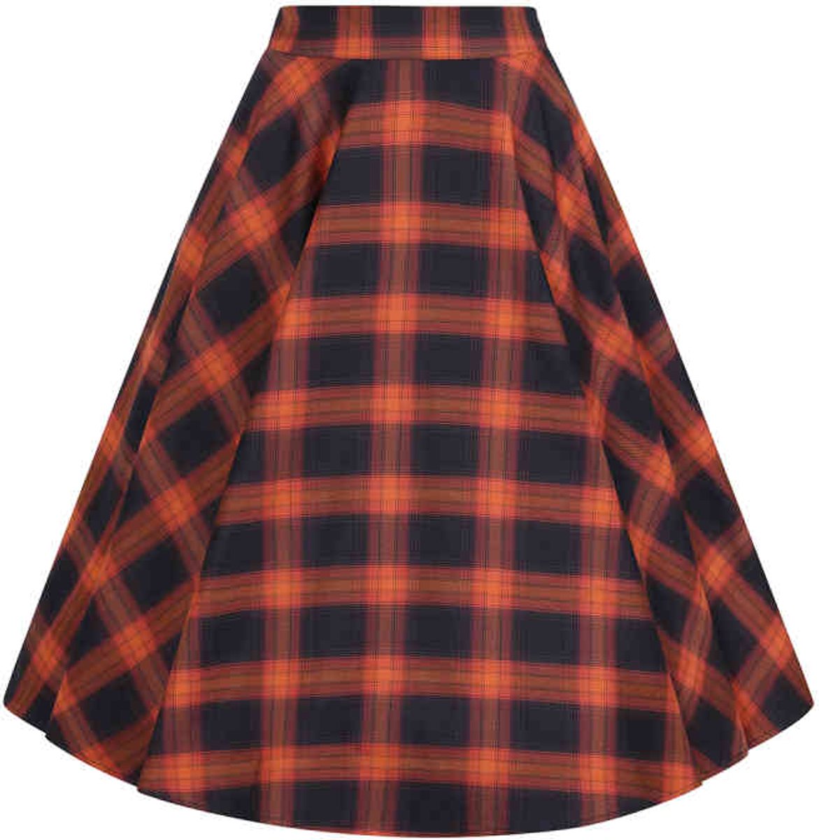 Banned - Sue Pumpkin Checks Swing Rok - 2XL - Oranje/Blauw