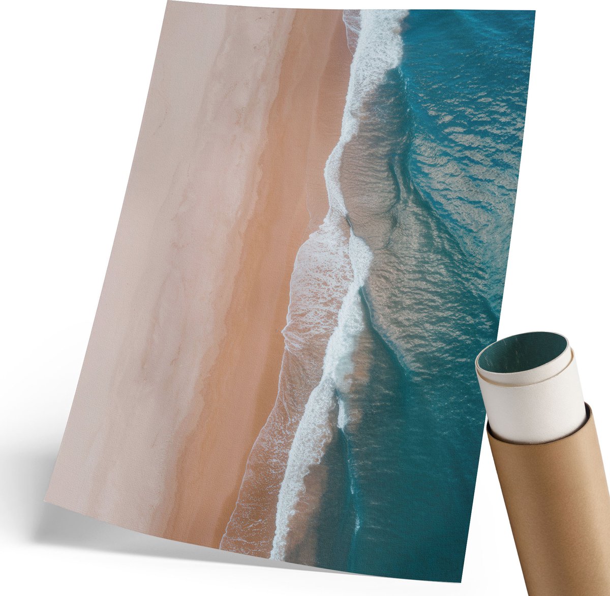 Coloray Polycanvas Poster - Strandgolven, Fotografie - 210 x 297 mm - Blauw Kunst - Rechthoek - Wandkunst - Woonkamer, Slaapkamer, Kantoor - Modern