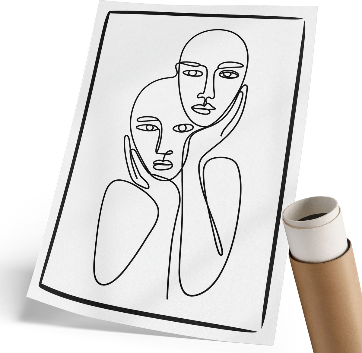Coloray Polycanvas Wandposter - Lineaire Vlakken, Lijntekening - 210 x 297 mm - Wit Kunst - Rechthoek - Wandkunstwerk - Woonkamer, Slaapkamer, Kantoor - Minimalist