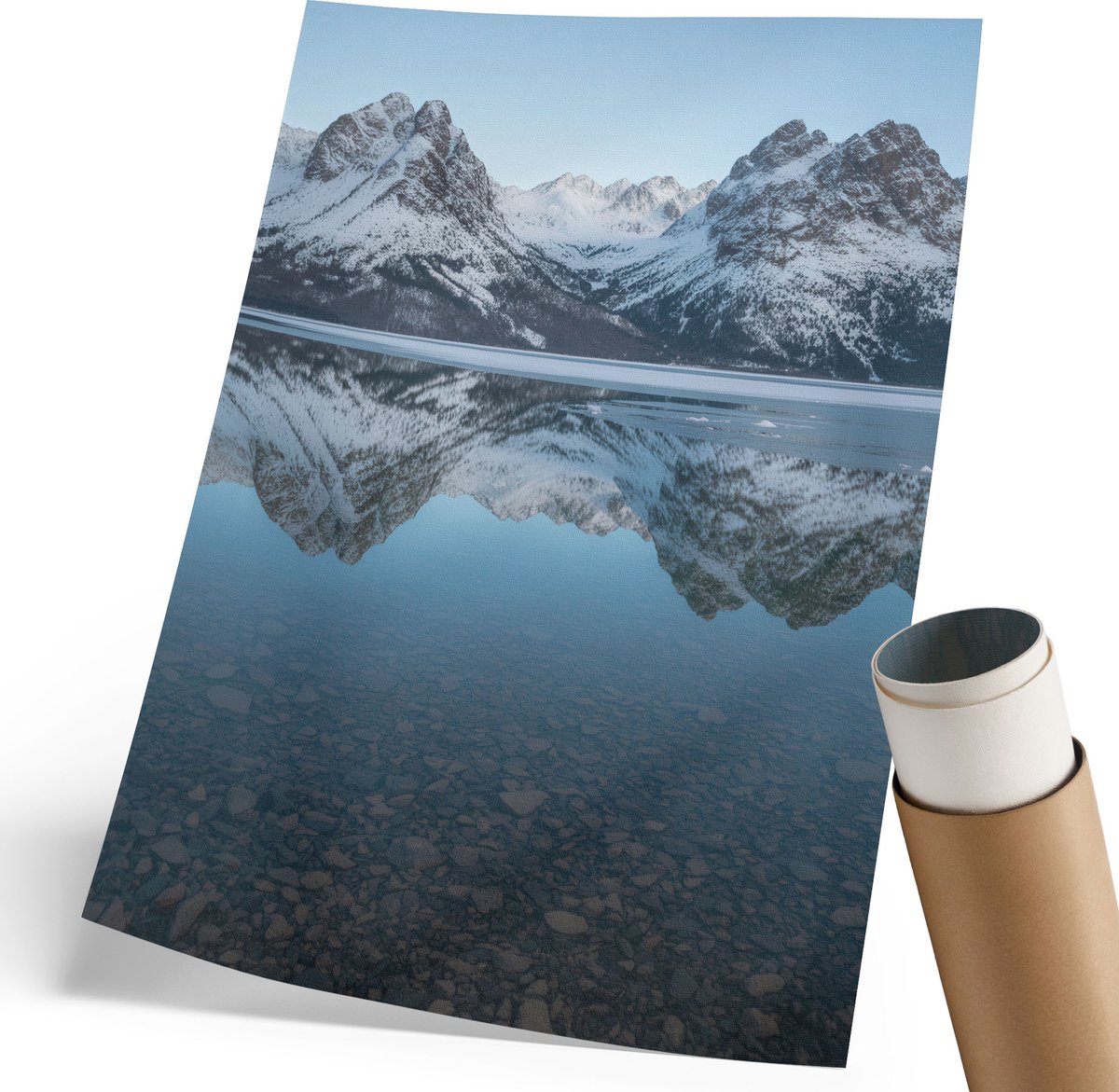 Coloray Polycanvas Wandposter - Bergmeer, Fotografie - 210 x 297 mm - Blauw Kunst - Rechthoek - Muurkunst - Woonkamer, Slaapkamer, Kantoor - Klassiek
