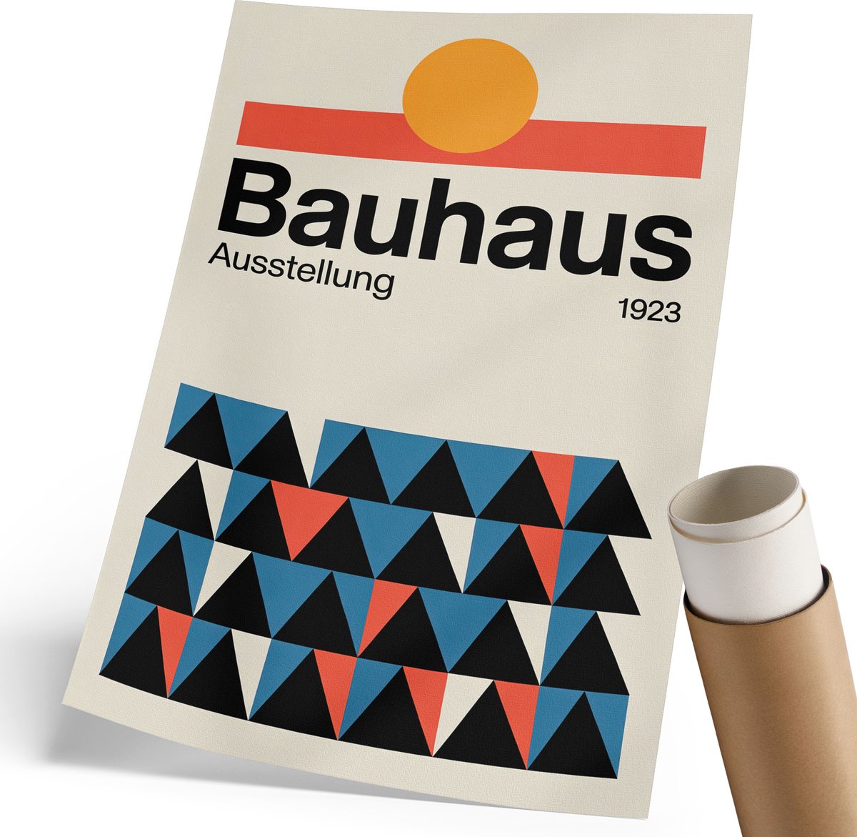 Coloray Polycanvas Poster - Bauhaus-Geometrie, Poster - 210 x 297 mm - Beige Illustratie - Rechthoek - Muurdecoratie - Woonkamer, Slaapkamer, Kantoor - Modern
