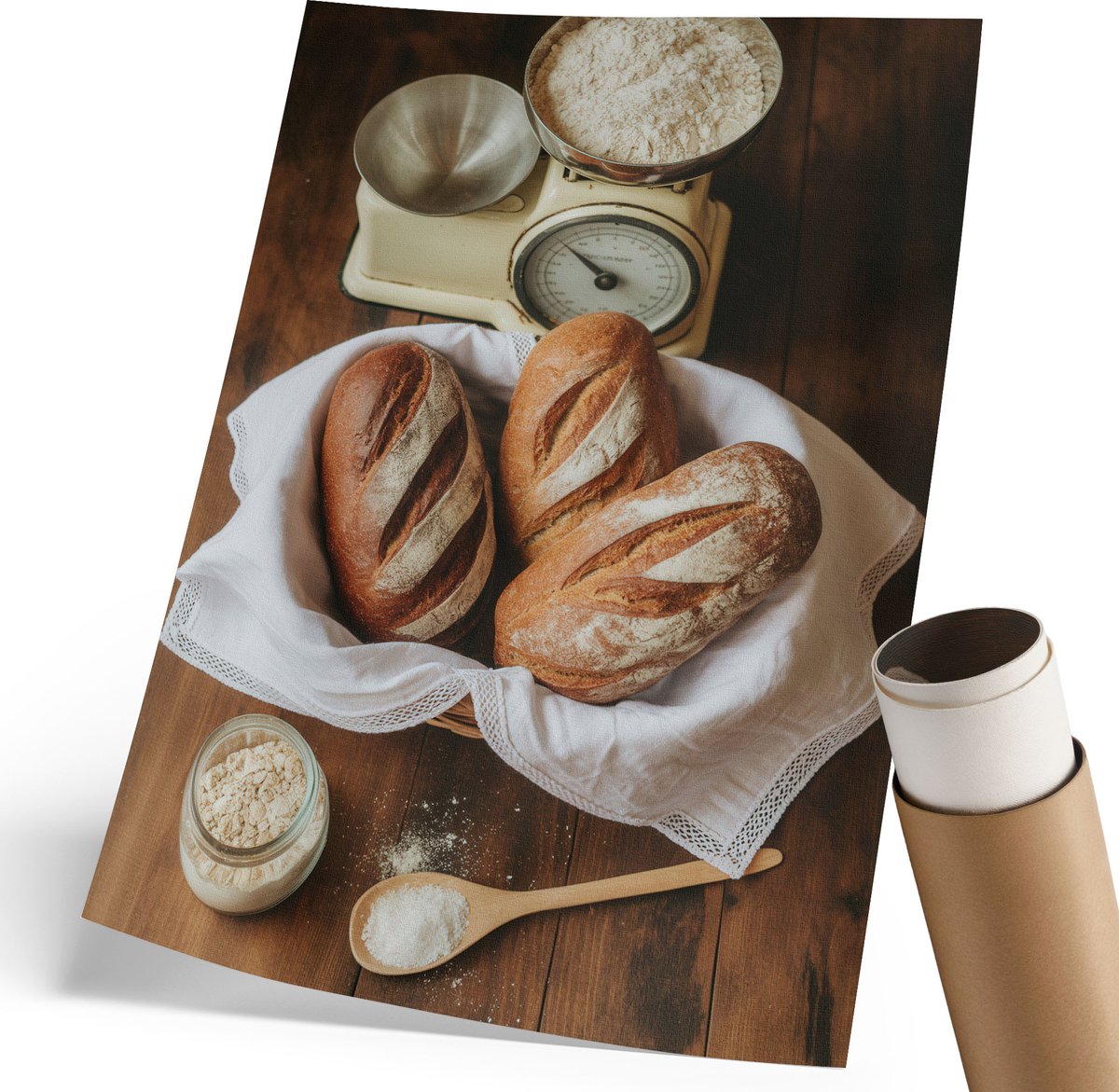 Coloray Canvas Poster Polycanvas - Rustieke Keuken, Schilderen - 210 x 297 mm - Bruin Patroon - Rechthoek - Muurdecoratie - Woonkamer, Slaapkamer, Kantoor - Rustiek
