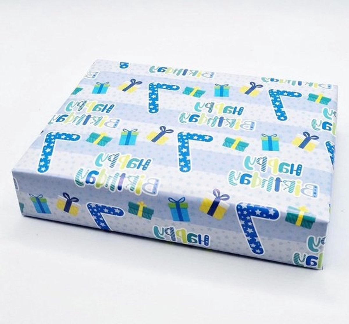 Inpakpapier Verjaardag - Cadeaupapier Jongen - Verjaardag Inpakken - Met Cadeaukaartjes - 70x50 cm - Blauw