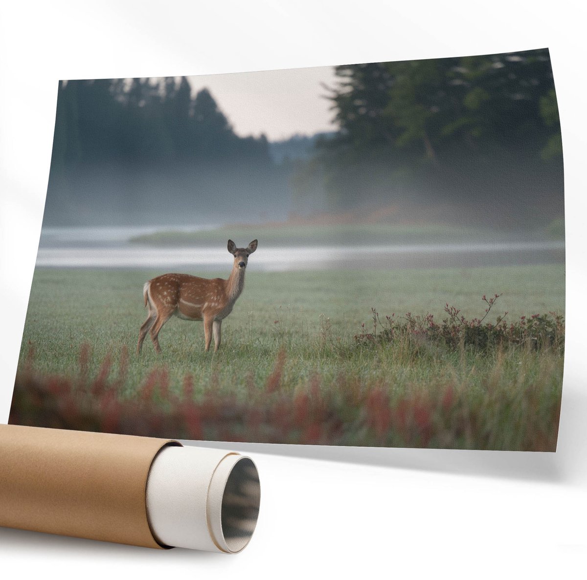 Coloray Canvas Poster Polycanvas - Auto In Het Groen, Illustratie - 594 x 840 mm - Groen Decoratie - Rechthoek - Decoratieve poster - Kantoor - Modern