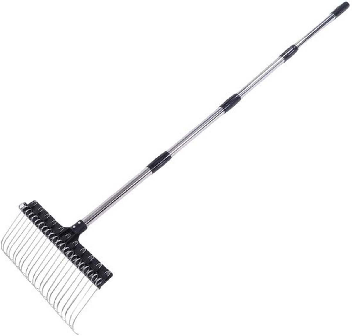 Tuinhark Staaldraad - Bladhark Gazonhark - Bladeren Opruimen - Zelfreinigend Schuifsysteem - 415 cm Breed - Grijs