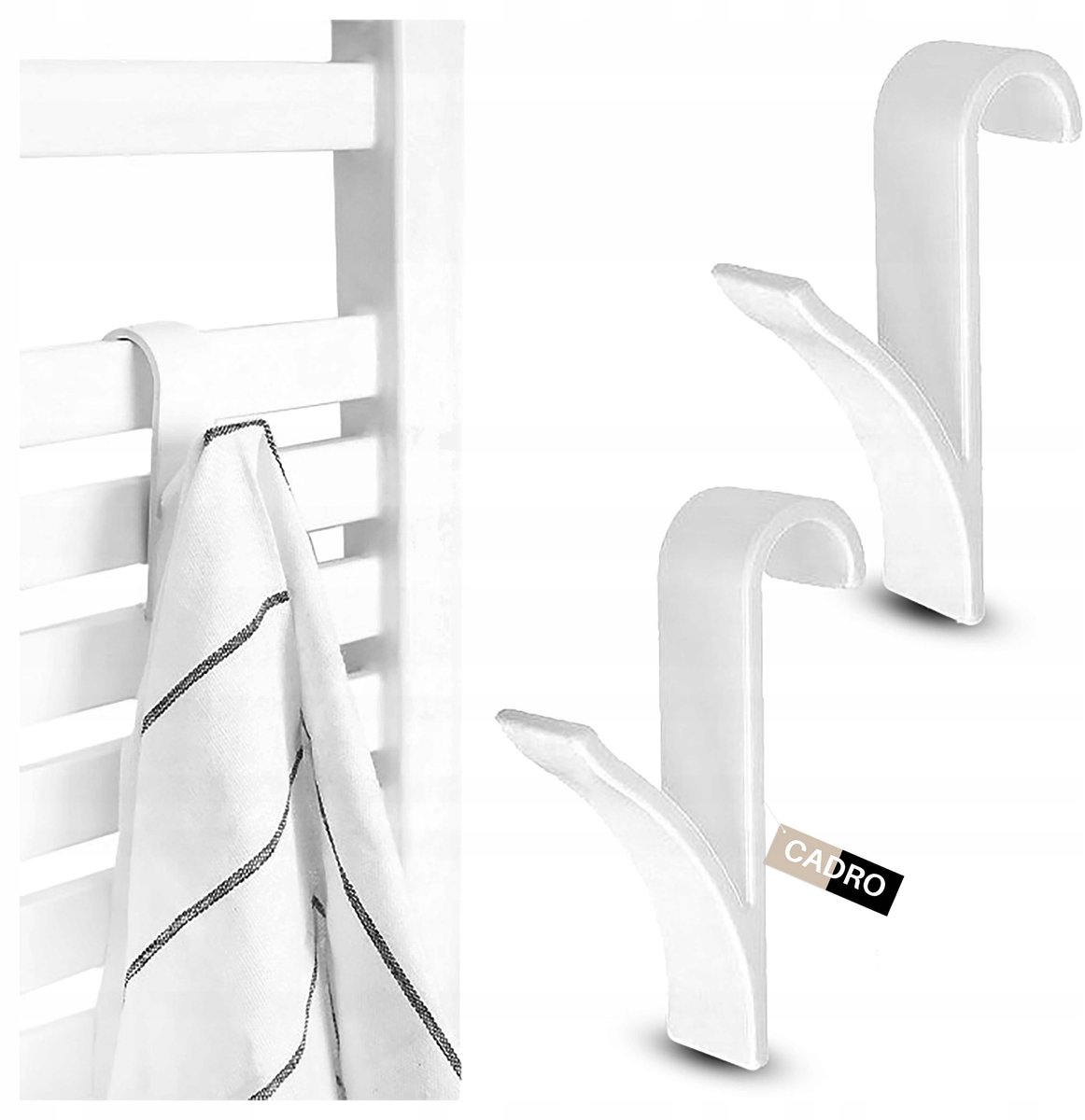 2x Handdoekhaak voor Radiator - Wit, Kunststof