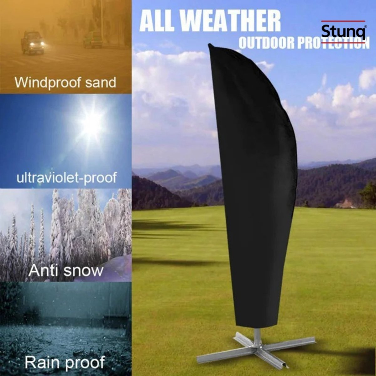 Stunq® Waterdichte parasolhoes voor cantilever parasol - zwart
