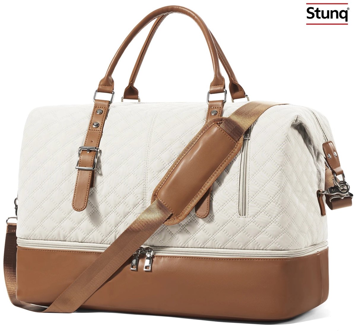 Stunq® Reistas Dames Beige/Bruin - Plunjezak & Sporttas met Schoenenvak, Natte Zak - Handbagage