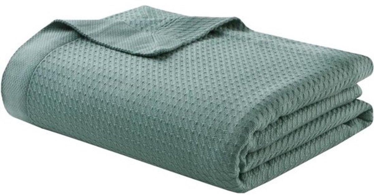 Egyptische Katoenen Deken - Luxe Plaid - Comfortabel Ontspannen - 100% Gecertificeerd Katoen - 274 x 228 cm - Blauwgroen